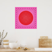 Poster Sunburst géométrique moderne - Fuchsia et rouge (Cuisine)