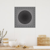 Poster Sunburst géométrique moderne - Hématite foncé gris (Cuisine)