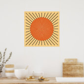 Poster Sunburst géométrique moderne - Mandarin Orange (Cuisine)