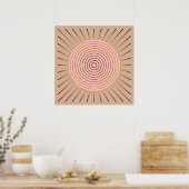 Poster Sunburst géométrique moderne - Peach et Tan (Cuisine)