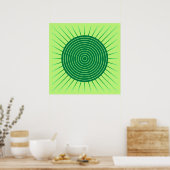 Poster Sunburst géométrique moderne - Vert émeraude et ch (Cuisine)