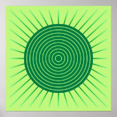 Poster Sunburst géométrique moderne - Vert émeraude et ch (Devant)