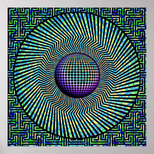 Poster Sunburst Op Art Purple (Devant)