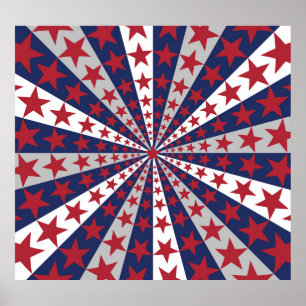 Poster Sunburst patriotique : Drapeau américain
