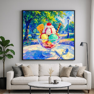 Poster Sundae dans le parc - Style impressionniste pastel