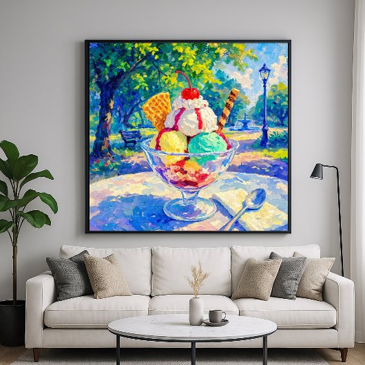 Poster Sundae dans le parc - Style impressionniste pastel