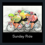 Poster Sunday Ride<br><div class="desc">d'une aquarelle originale de l'artiste NZ Lyn Hurring</div>