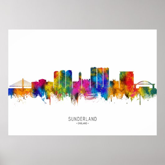 Poster Sunderland England Skyline (Devant)