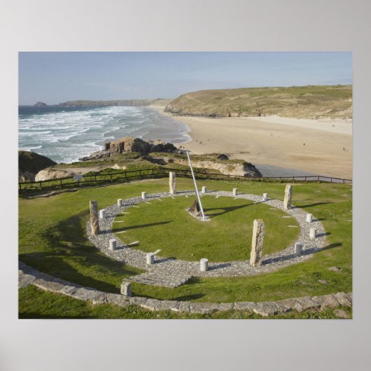 Poster Sundial et Perran Beach, Perranporth, Cornwall, (Devant)
