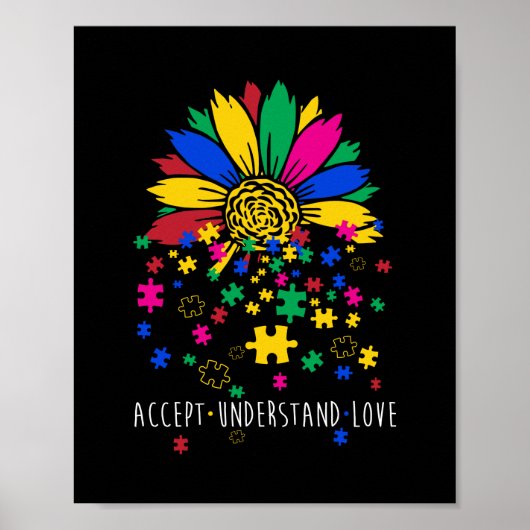 Poster Sunflower Accepter Comprendre l'Amour Monde Autism (Devant)