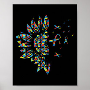 Poster Sunflower Autism Puzzle Pièce Ruban Cool Prix