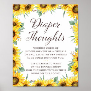 Poster Sunflower Baby Shower Game Sign