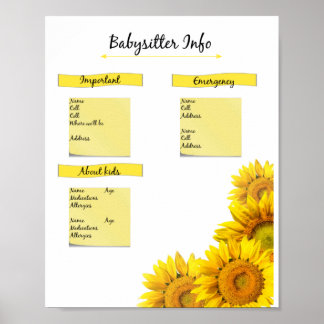 Poster Sunflower Babysitter Info