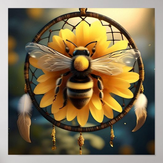 Poster Sunflower Bee Dreamcatcher, (Devant)