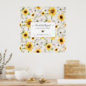 Poster Sunflower Bee Rustique Bois Jaune Statistiques de (Cuisine)