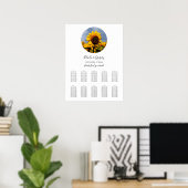 Poster Sunflower Blue Sky Rustic Mariage Carte de siège (Bureau à domicile)