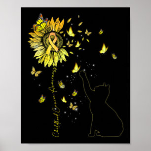 Poster Sunflower Cat Gold Ribbon Enfance Cancer Award