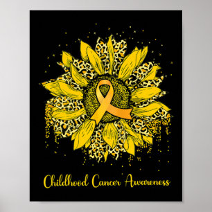 Poster Sunflower Chilhood Cancer Awareness Gold Ribbon L