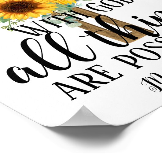 Poster Sunflower Écriture Chrétienne Toutes Les Choses Po (Coin)