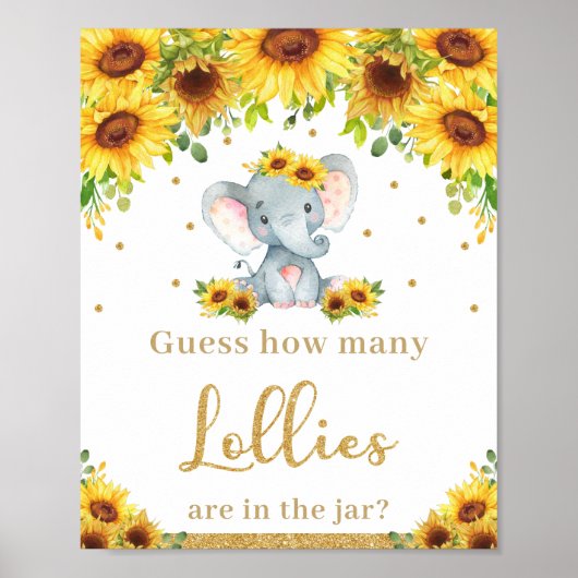 Poster Sunflower Elephant Devine Combien de Lollies Jeu (Devant)