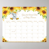 Poster Sunflower Elephant Guess Baby's due Date Jeu amusa (Devant)
