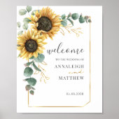 Poster Sunflower Eucalyptus Mariage géométrique Bienvenue (Devant)