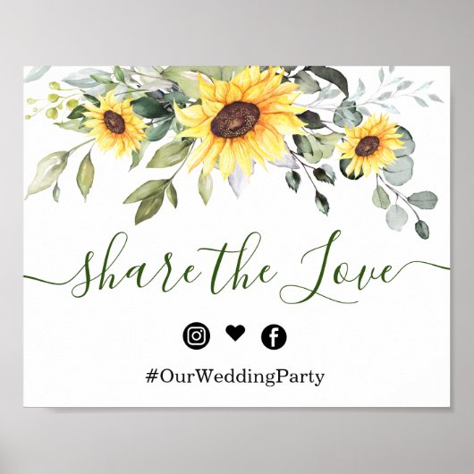 Poster Sunflower Eucalyptus Partagez le signe Mariage d'a (Devant)