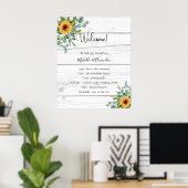 Poster Sunflower eucalyptus programme de mariage détails  (Bureau à domicile)