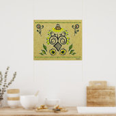 Poster Sunflower Folk Motif (Cuisine)