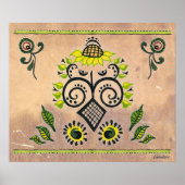 Poster Sunflower Folk Motif (Devant)
