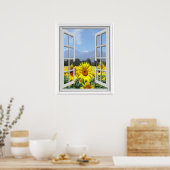 Poster Sunflower Garden Faux Vue de fenêtre artificielle (Cuisine)