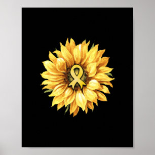 Poster Sunflower Gold Ribbon Childhood Cancer Awareness