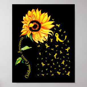 Poster Sunflower Gold Ribbon Sensibilisation au cancer ch