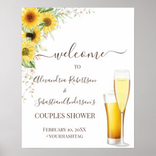 Poster Sunflower Greenery Couples Wedding Welcome Sign