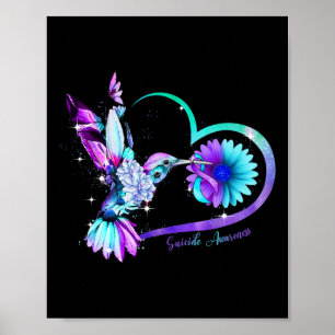 Poster Sunflower Heart Purple Ribbon Sensibilisation au s
