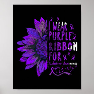Poster Sunflower I Wear Purple Ribbon pour Alzheimer Awar