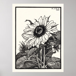 Poster Sunflower Julie De Graag Artiste hollandaise Vinta