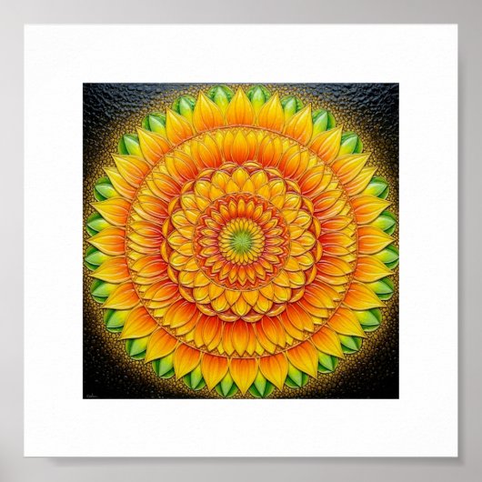 Poster "Sunflower Mandala of Light - Sacred Geometry Art" (Devant)