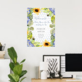 Poster Sunflower Mommy to Bee Bumblebee Blue Hydrangea (Bureau à domicile)