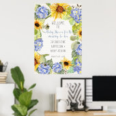 Poster Sunflower Mommy to Bee Bumblebee Blue Hydrangeas (Bureau à domicile)