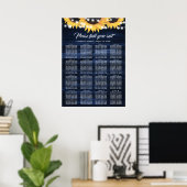 Poster Sunflower Navy Blue Wedding Seating Chart 16 (Bureau à domicile)
