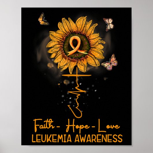 Poster Sunflower Orange Ribbon Christian Leukemia (Devant)