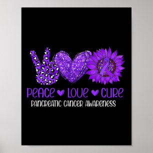 Poster Sunflower Peace Love Pancréatic Cancer Awareness R