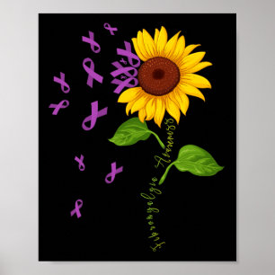 Poster Sunflower Purple Ribbon Fibromyalgie Sensibilisati