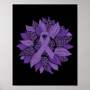 Poster Sunflower Purple Ribbon Fibromyalgie Sensibilisati