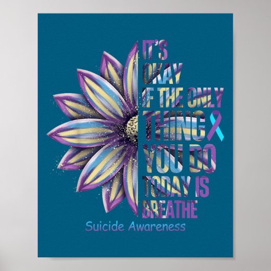 Poster Sunflower Suicide Prevention Awareness Week Teal P (Devant)