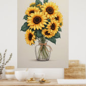 Poster Sunflower Wildflower Botanical Art (Cuisine)