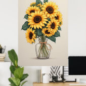 Poster Sunflower Wildflower Botanical Art (Bureau à domicile)