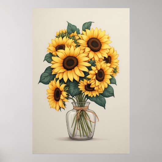 Poster Sunflower Wildflower Botanical Art (Devant)