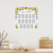 Poster Sunflowers Eucalyptus 14 Tables CADRE (Cuisine)